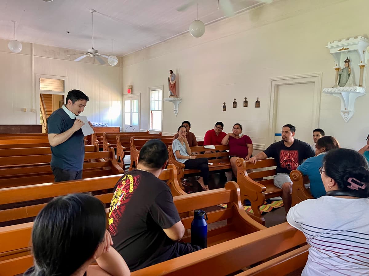 Group faith sharing session at retreat